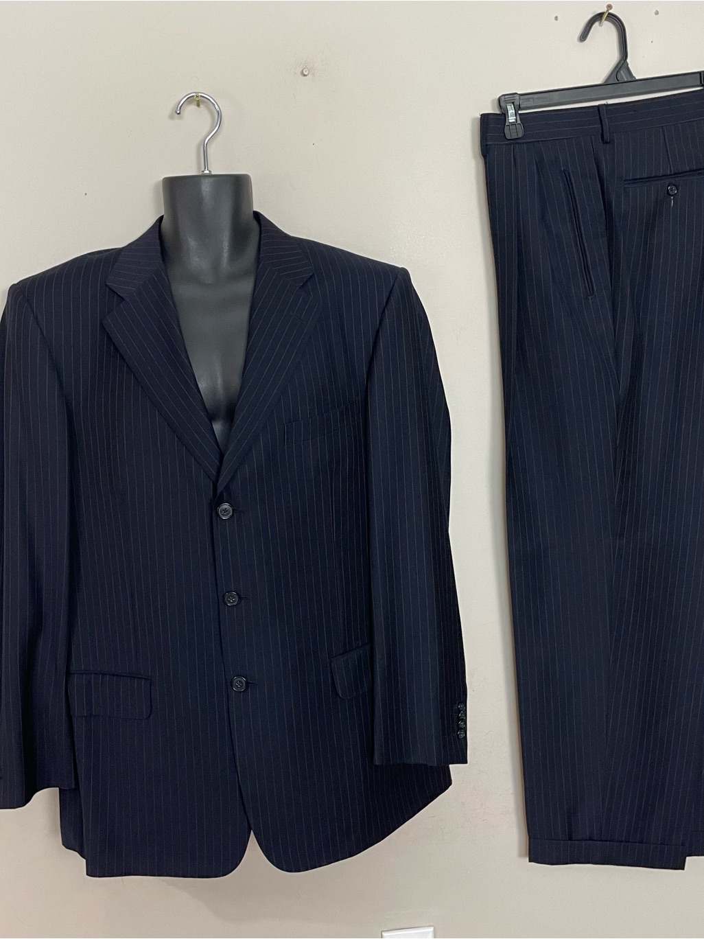 Ermenegildo Zegna Navy Blue Trofeo Pin Stripe Designer Sport Jacket Pants Suit